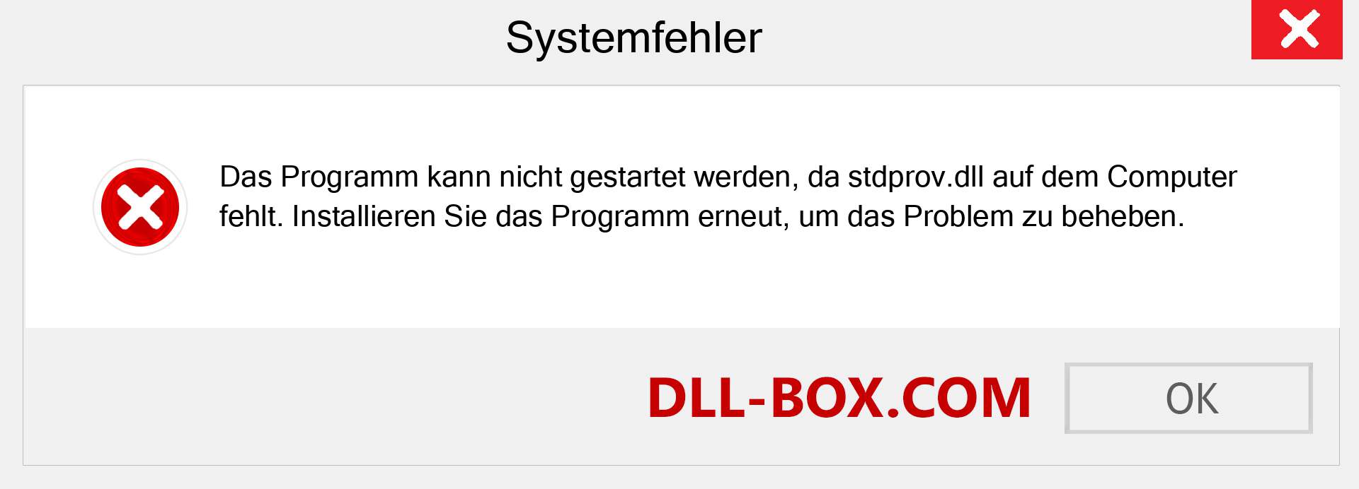 stdprov.dll-Datei fehlt?. Download für Windows 7, 8, 10 - Fix stdprov dll Missing Error unter Windows, Fotos, Bildern